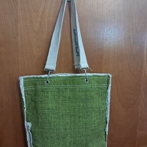 Chic Green Tote with White Straps